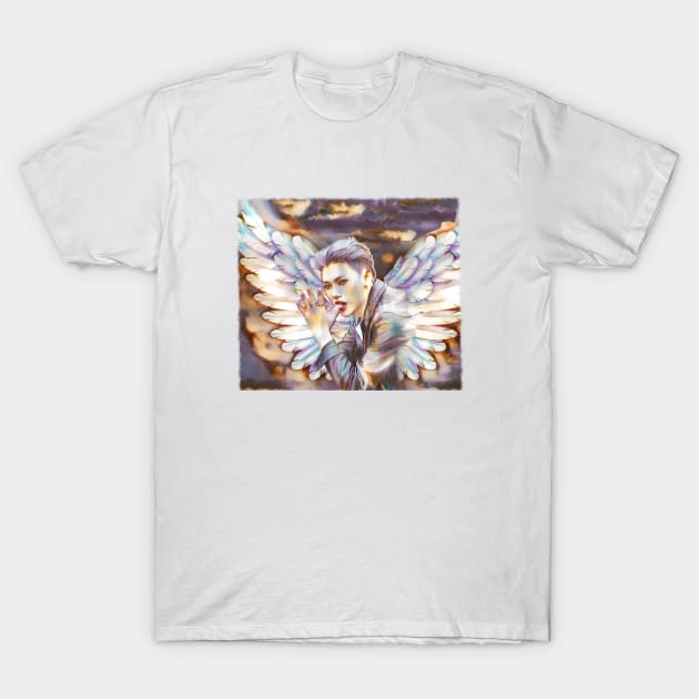 K-pop Stray Kids Felix Angel Wings Fan Art T-Shirt by ArtFulArts